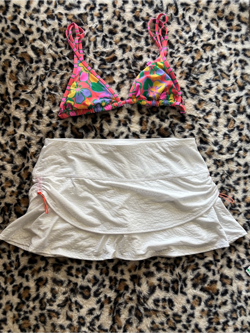 Lucky in Love White Cheetah Print Ruffled Tiered Skirt